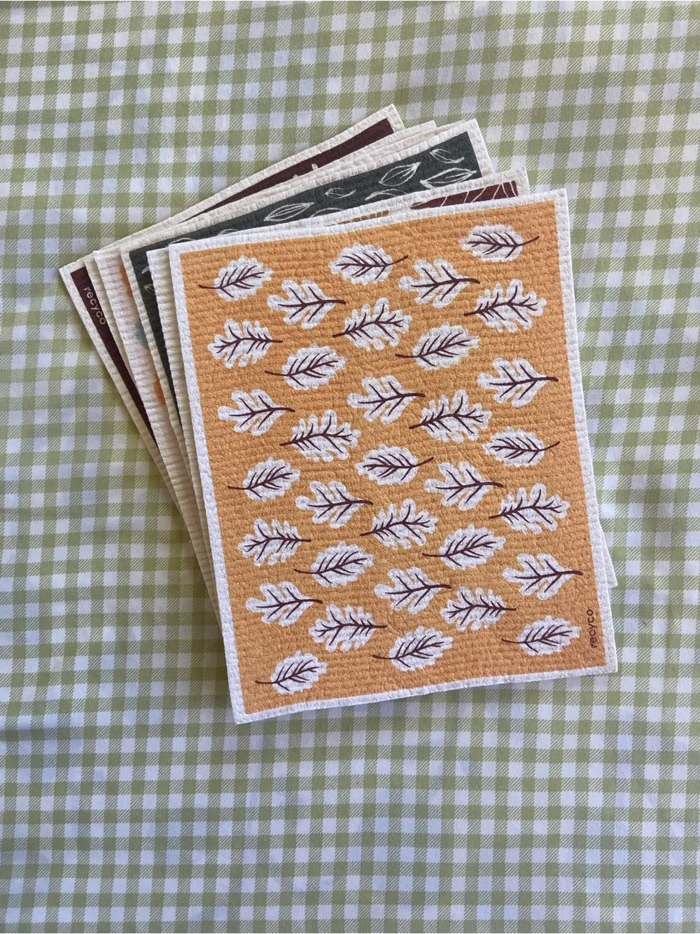 Set of 6 Patterned Swedish Dishcloths- Autumn Designs